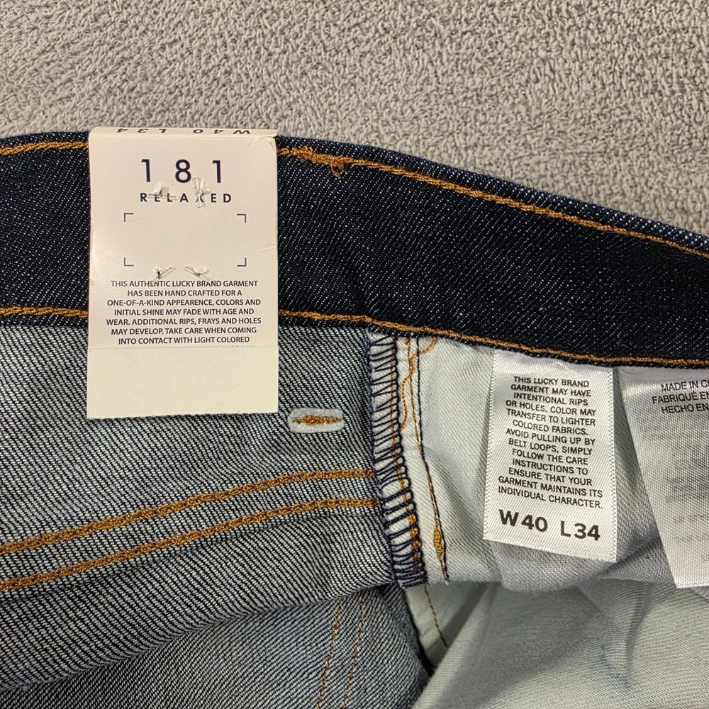 Lucky Brand Jeans Men 40x34 (Fits 40x28) Dark Wash 181 Relaxed Straight Workwear - Picture 4 of 12